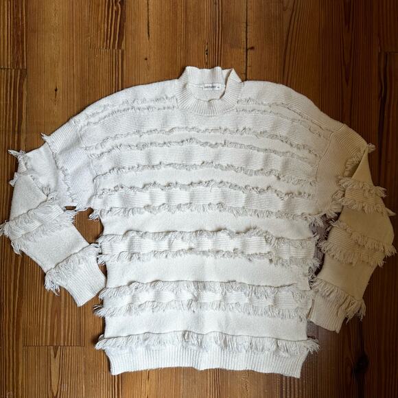 AndTheWhy cream layered fringe mock neck sweater SIZE M/L - Picture 1 of 4